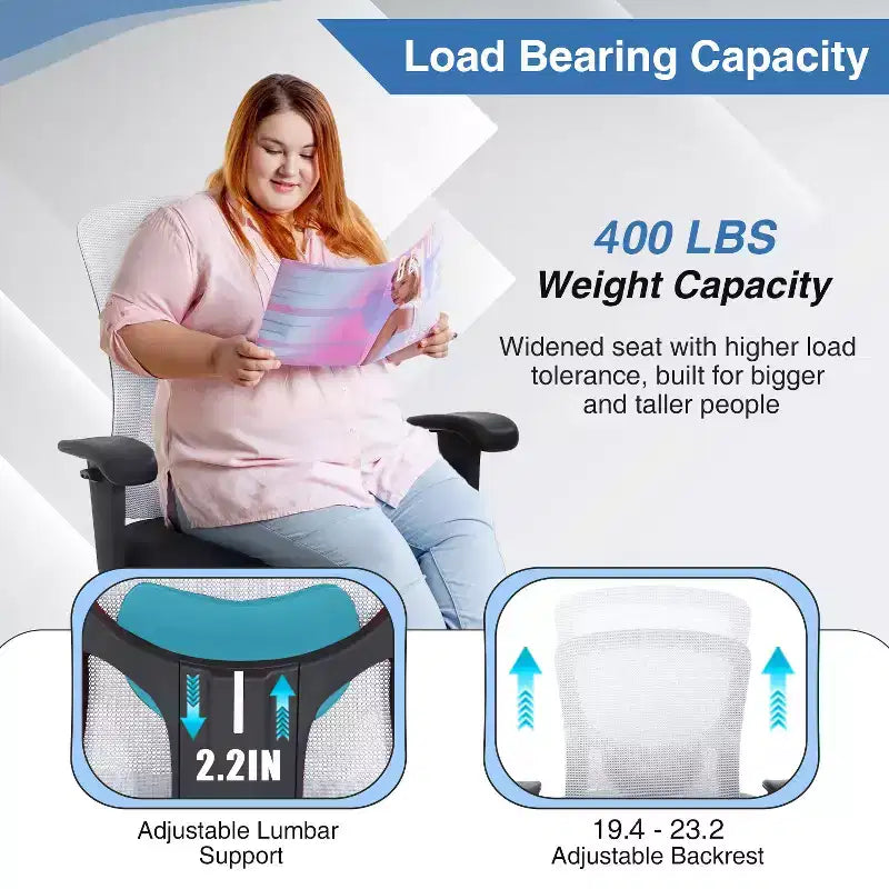 BestMassage Ergonomic Big and Tall Office Chair 400lbs Mesh Desk Chair for Heavy People