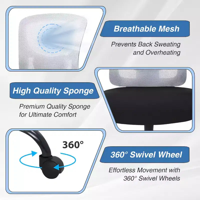BestMassage Ergonomic Big and Tall Office Chair 400lbs Mesh Desk Chair for Heavy People