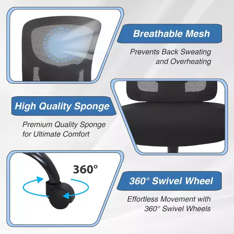 BestMassage Ergonomic Big and Tall Office Chair 400lbs Mesh Desk Chair for Heavy People