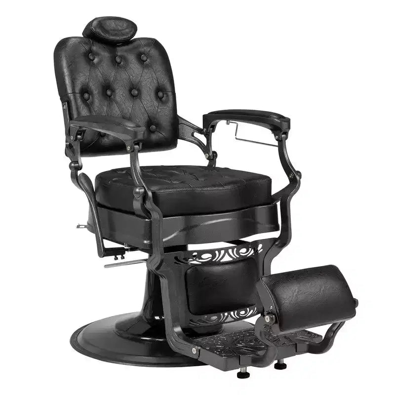 Karl Home Reclining Ergonomic Hydraulic Barber Chair Beauty Spa Styling Equipment in Black with Arms