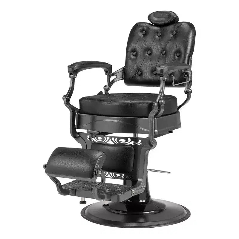 Karl Home Reclining Ergonomic Hydraulic Barber Chair Beauty Spa Styling Equipment in Black with Arms