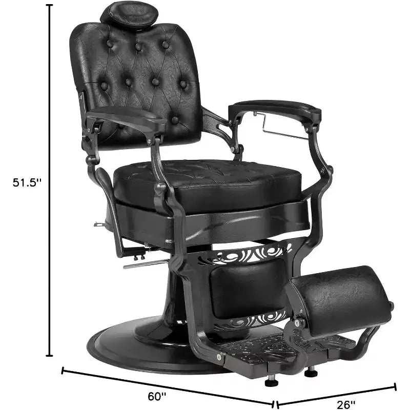 Karl Home Reclining Ergonomic Hydraulic Barber Chair Beauty Spa Styling Equipment in Black with Arms