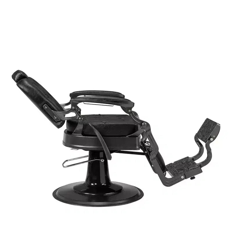 Karl Home Reclining Ergonomic Hydraulic Barber Chair Beauty Spa Styling Equipment in Black with Arms