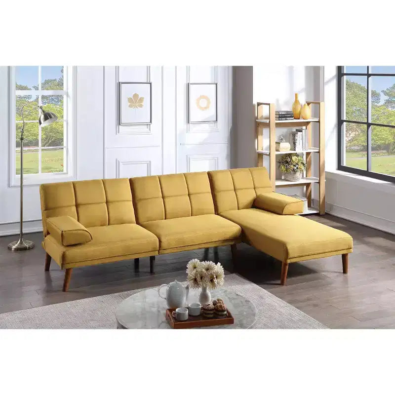 Okak Modern Adjustable Tufted Sofa Loveseat Sleeper Sofa, 2 seater Sofa Plush Couch with wooden legs for Small Apartments, living Room