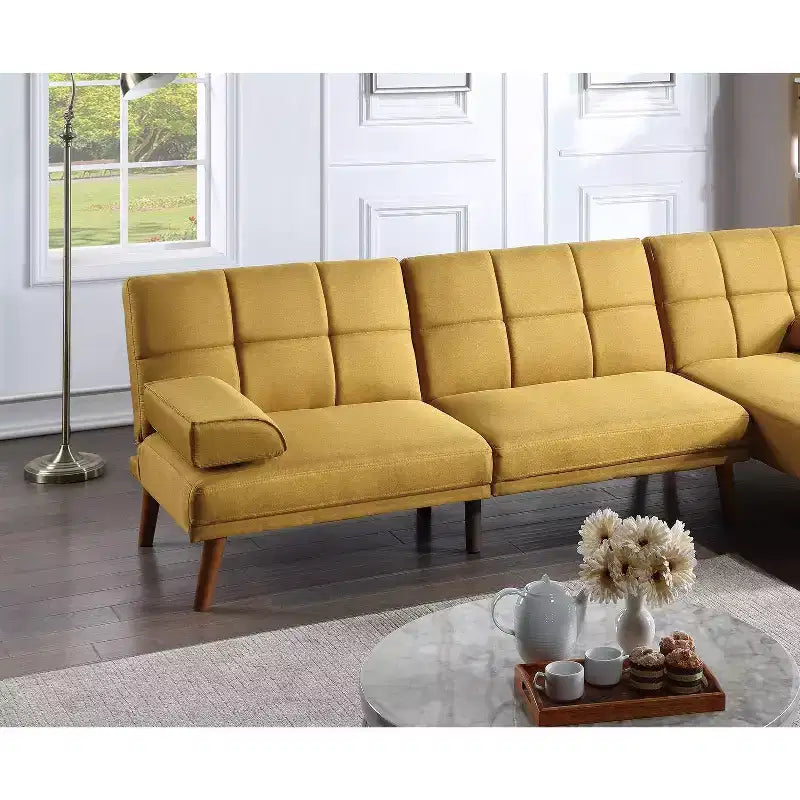 Okak Modern Adjustable Tufted Sofa Loveseat Sleeper Sofa, 2 seater Sofa Plush Couch with wooden legs for Small Apartments, living Room