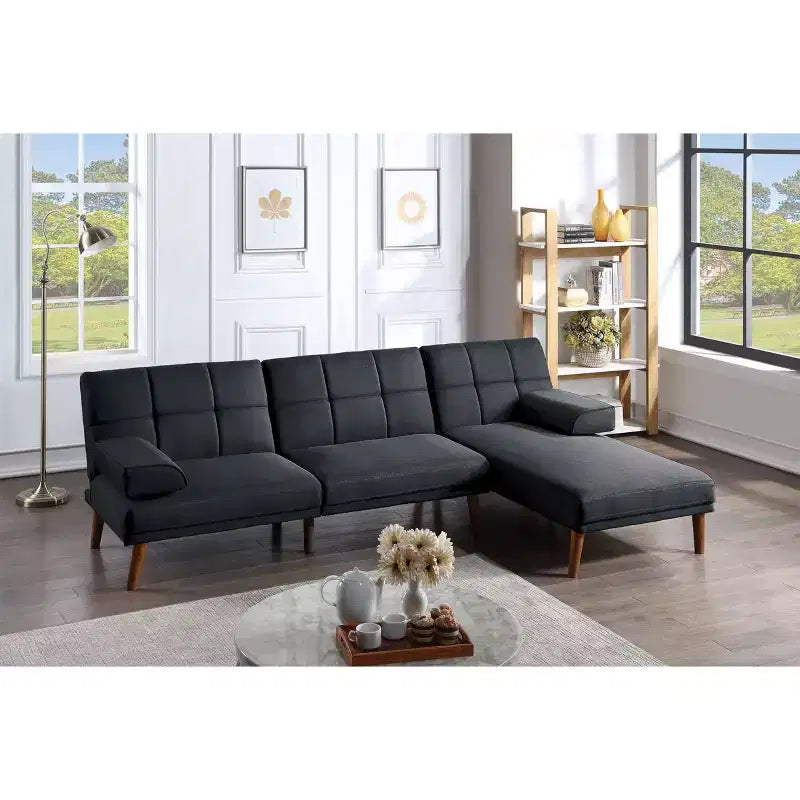 Okak Modern Adjustable Tufted Sofa Loveseat Sleeper Sofa, 2 seater Sofa Plush Couch with wooden legs for Small Apartments, living Room