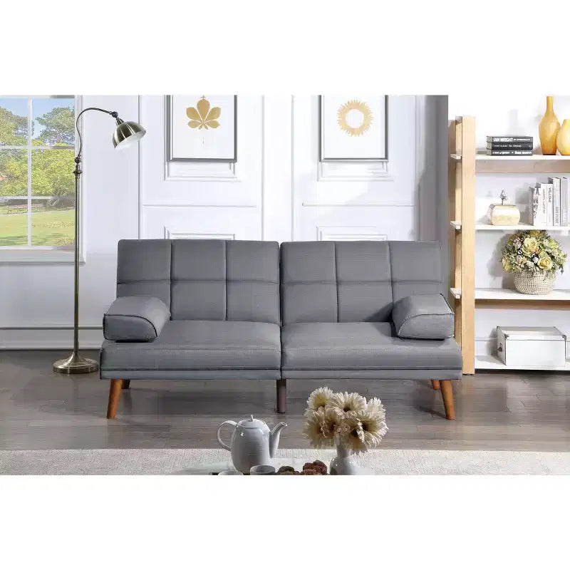 Okak Modern Adjustable Tufted Sofa Loveseat Sleeper Sofa, 2 seater Sofa Plush Couch with wooden legs for Small Apartments, living Room