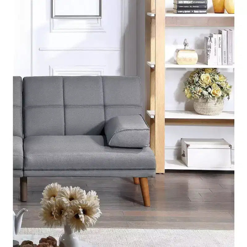Okak Modern Adjustable Tufted Sofa Loveseat Sleeper Sofa, 2 seater Sofa Plush Couch with wooden legs for Small Apartments, living Room