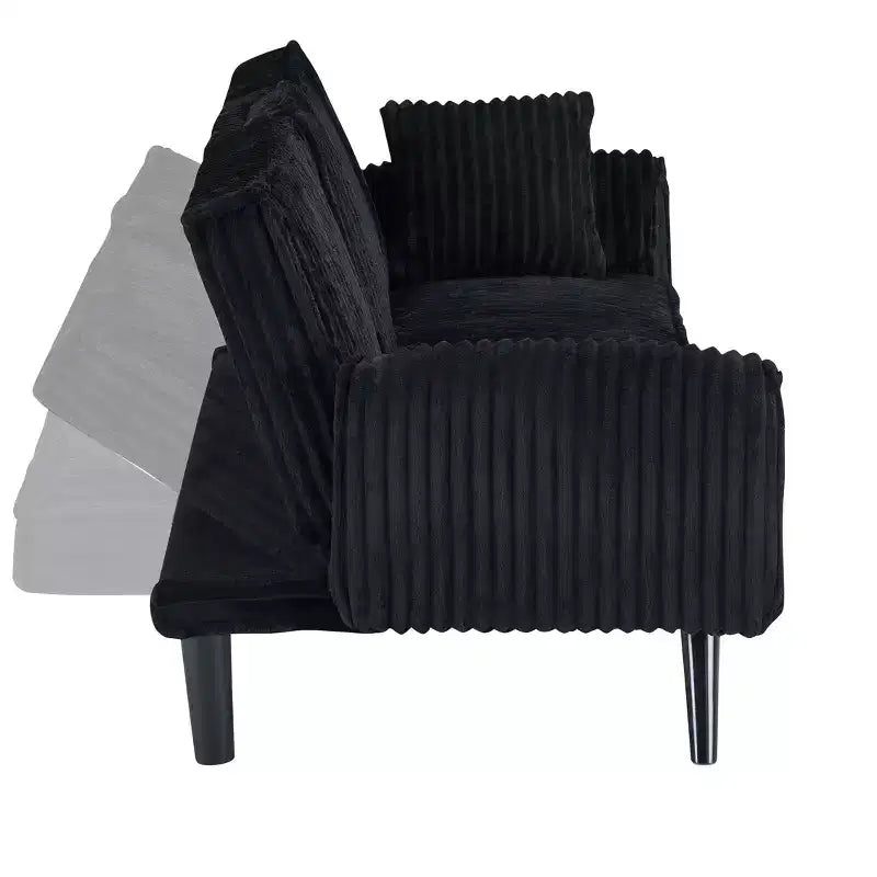 Okak Minimalist Sofa Couches for Living Room Convertible Loveseat Sofa Bed Straight-line Corduroy with Adjustable Backrest & Cup Holder