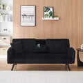 Okak Minimalist Sofa Couches for Living Room Convertible Loveseat Sofa Bed Straight-line Corduroy with Adjustable Backrest & Cup Holder