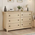 Garvee Natural 6 Drawer Dresser, 47 Wide Boho Dresser Organizer with Curved Legs and Large Storage for Living Room, Bedroom, Entryway, Nursery