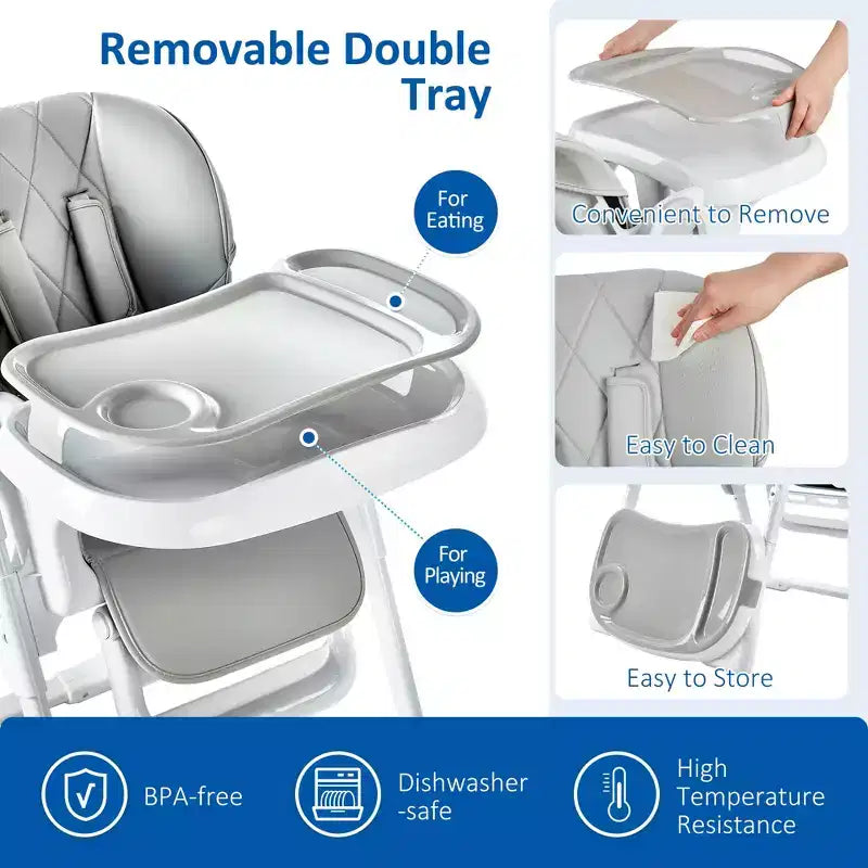 Baby High Chair, Multifunctional Infant Highchairs with Adjustable Height and Recline, Foldable High Chair for Babies & Toddlers, High Chair