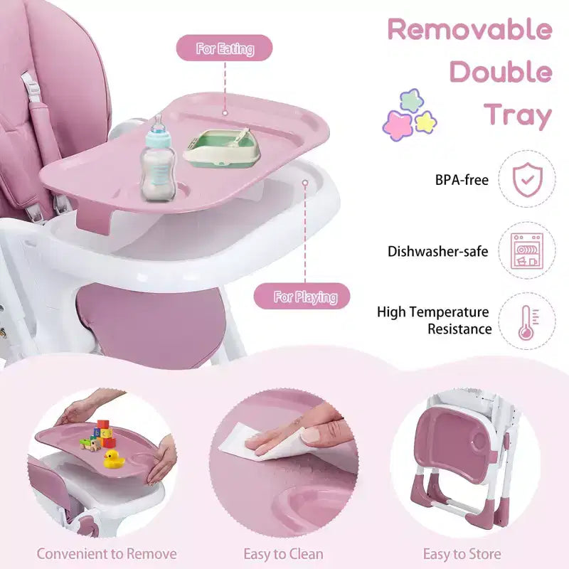 Baby High Chair, Multifunctional Infant Highchairs with Adjustable Height and Recline, Foldable High Chair for Babies & Toddlers, High Chair