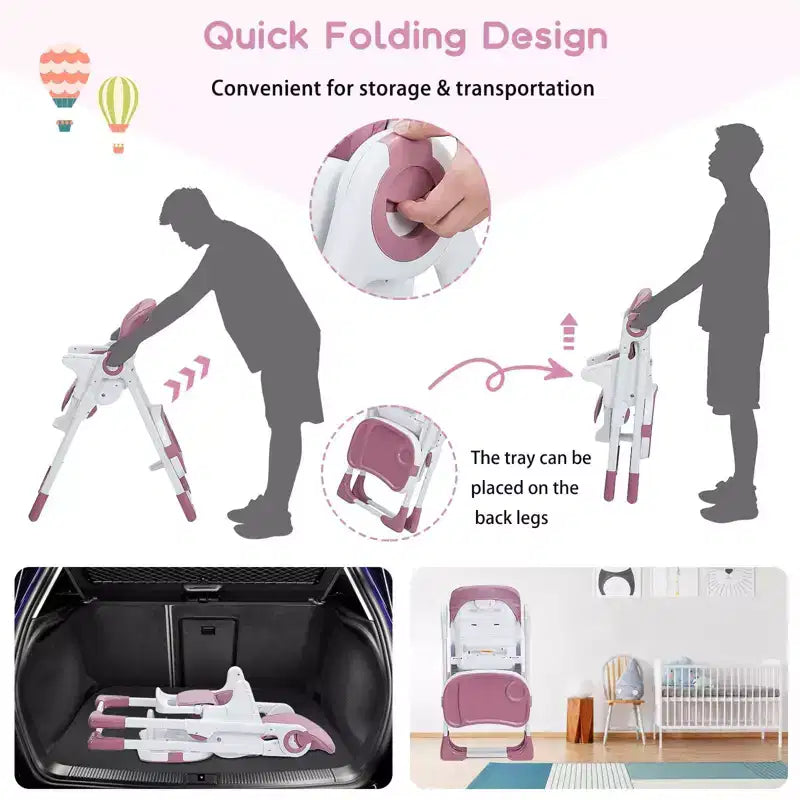 Baby High Chair, Multifunctional Infant Highchairs with Adjustable Height and Recline, Foldable High Chair for Babies & Toddlers, High Chair