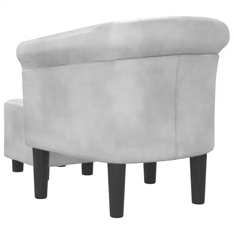 vidaXL Tub Chair with Footstool - Silver Faux Leather Design - Ideal for Living Room, Bedroom, or Office