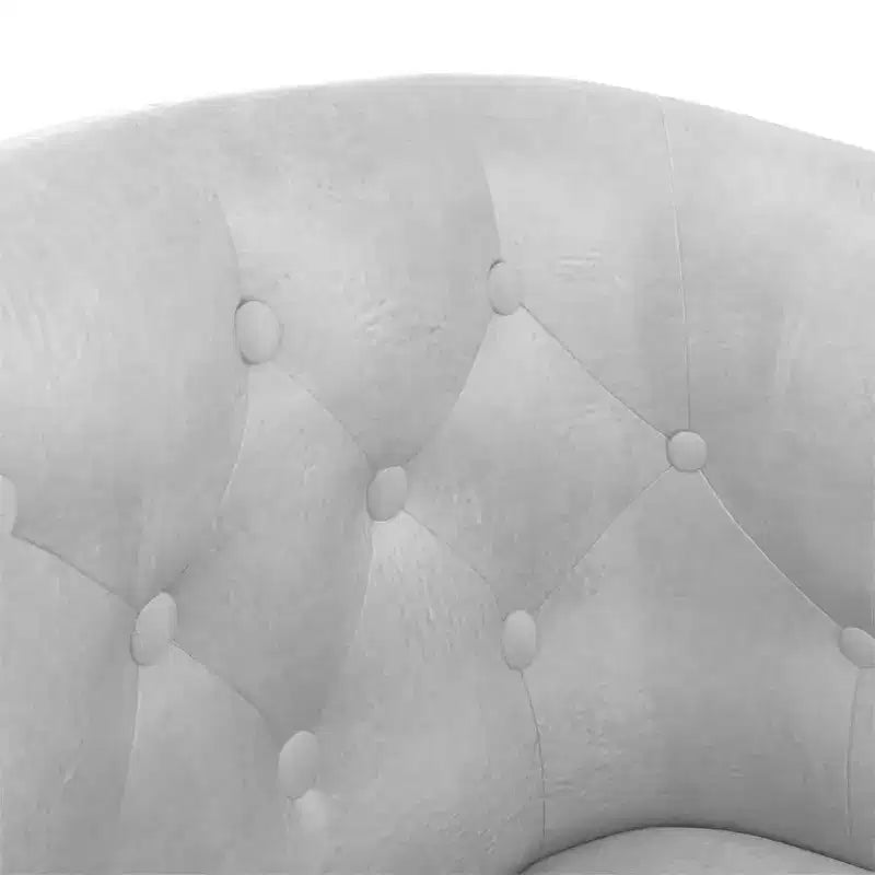 vidaXL Tub Chair with Footstool - Silver Faux Leather Design - Ideal for Living Room, Bedroom, or Office