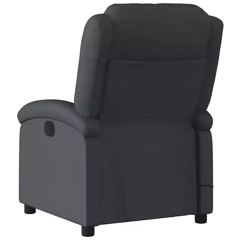 VidaXL Massage Recliner Chair with 6-Point Vibration, Adjustable, Black Real Leather - Black