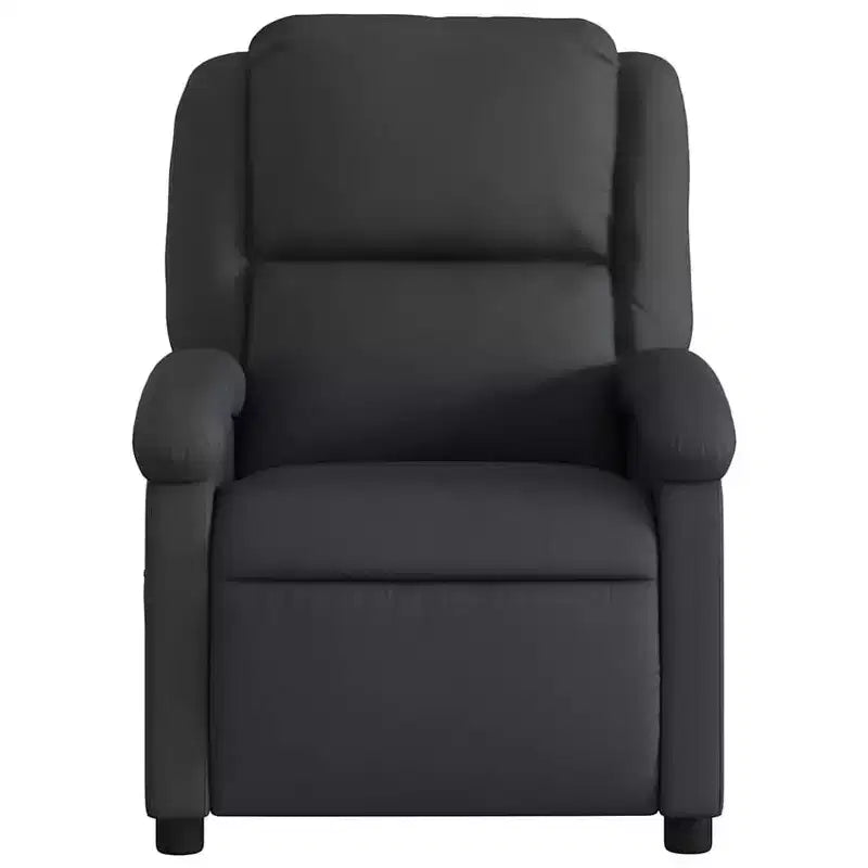 VidaXL Massage Recliner Chair with 6-Point Vibration, Adjustable, Black Real Leather - Black