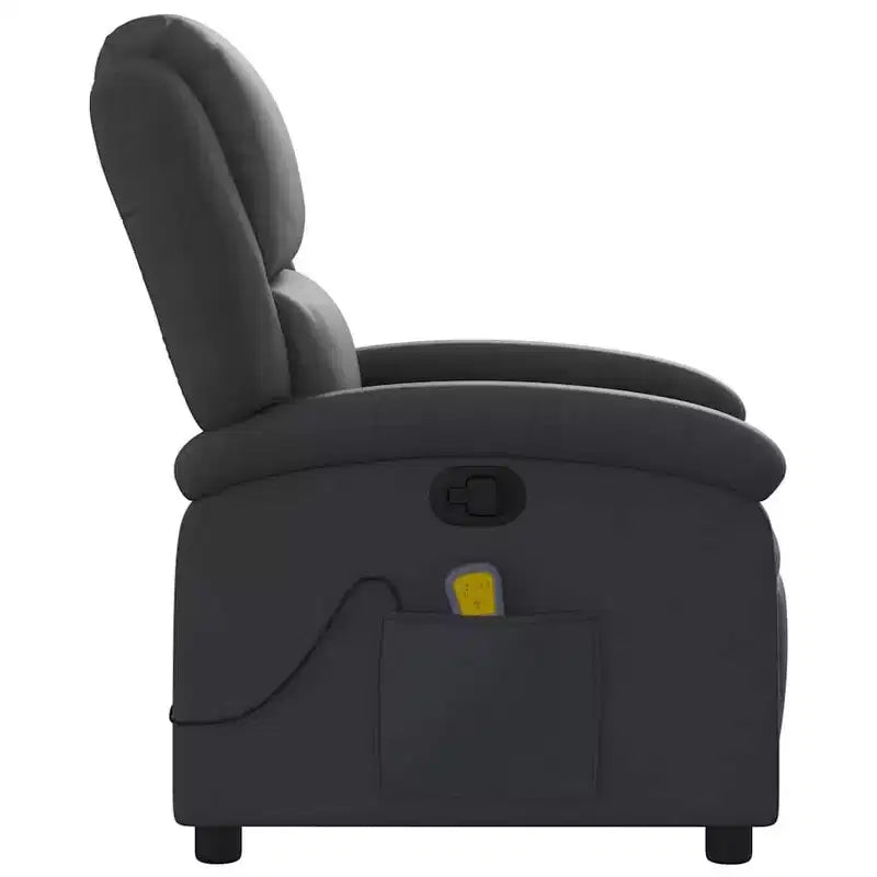 VidaXL Massage Recliner Chair with 6-Point Vibration, Adjustable, Black Real Leather - Black