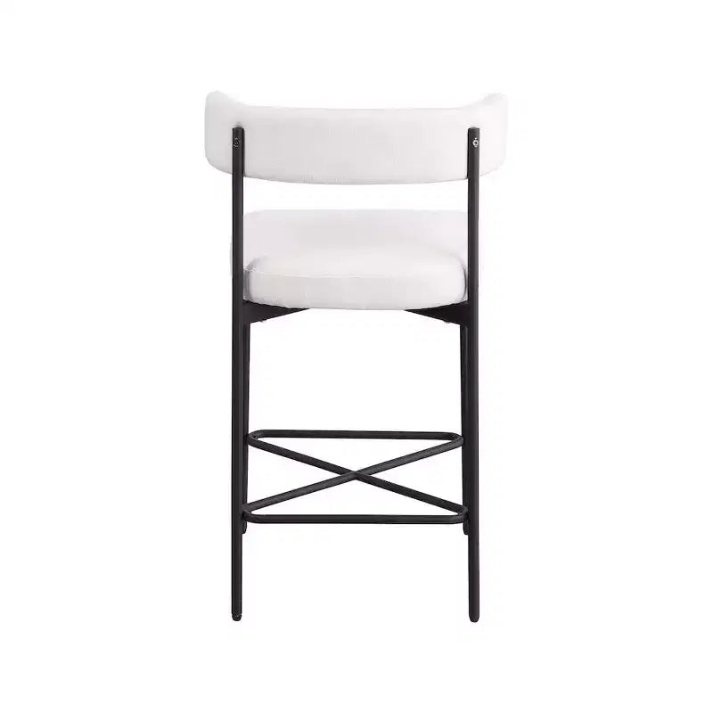 Meridian Furniture,Rivage Cream Durable Linen Textured Fabric Stool, Set of 2
