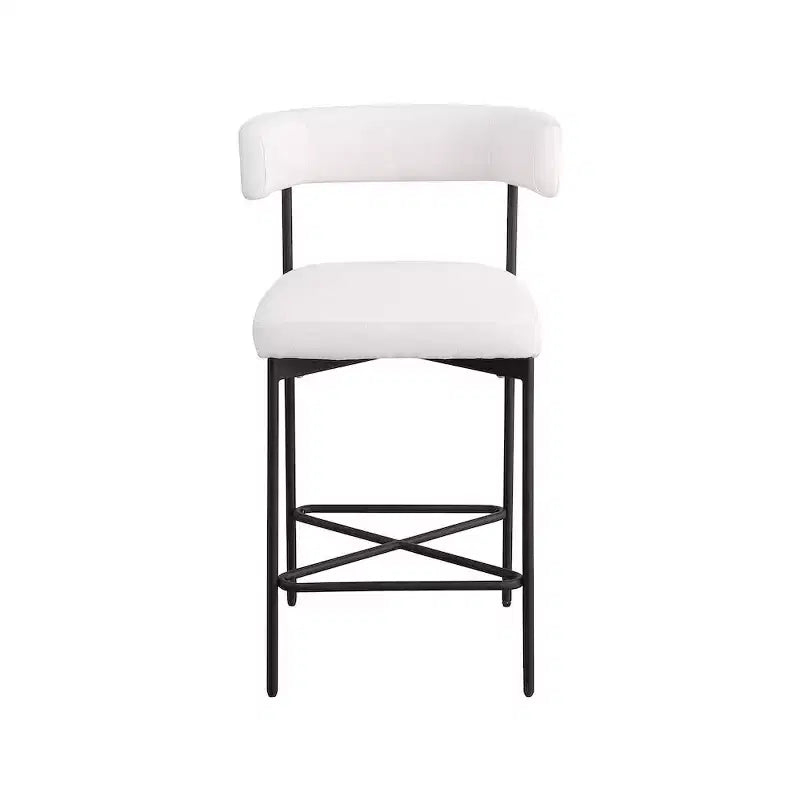 Meridian Furniture,Rivage Cream Durable Linen Textured Fabric Stool, Set of 2