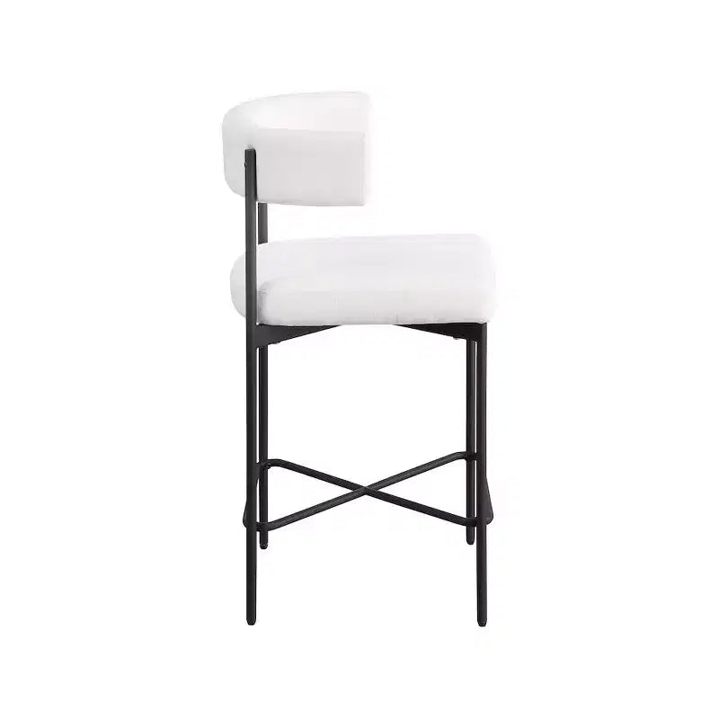 Meridian Furniture,Rivage Cream Durable Linen Textured Fabric Stool, Set of 2