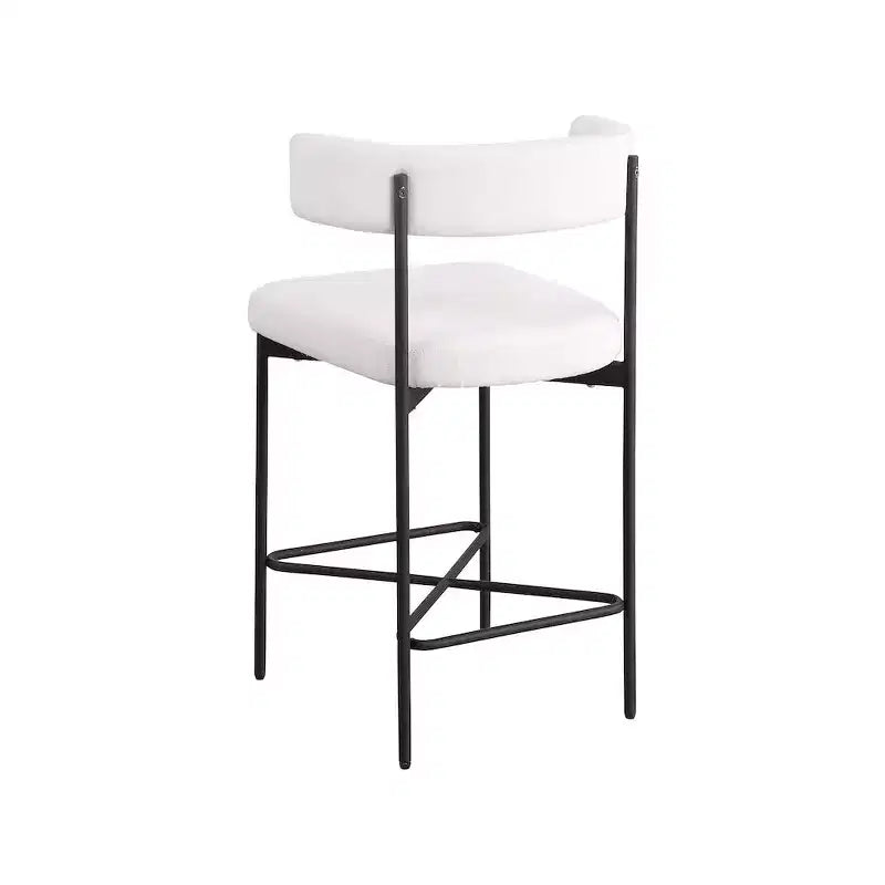 Meridian Furniture,Rivage Cream Durable Linen Textured Fabric Stool, Set of 2