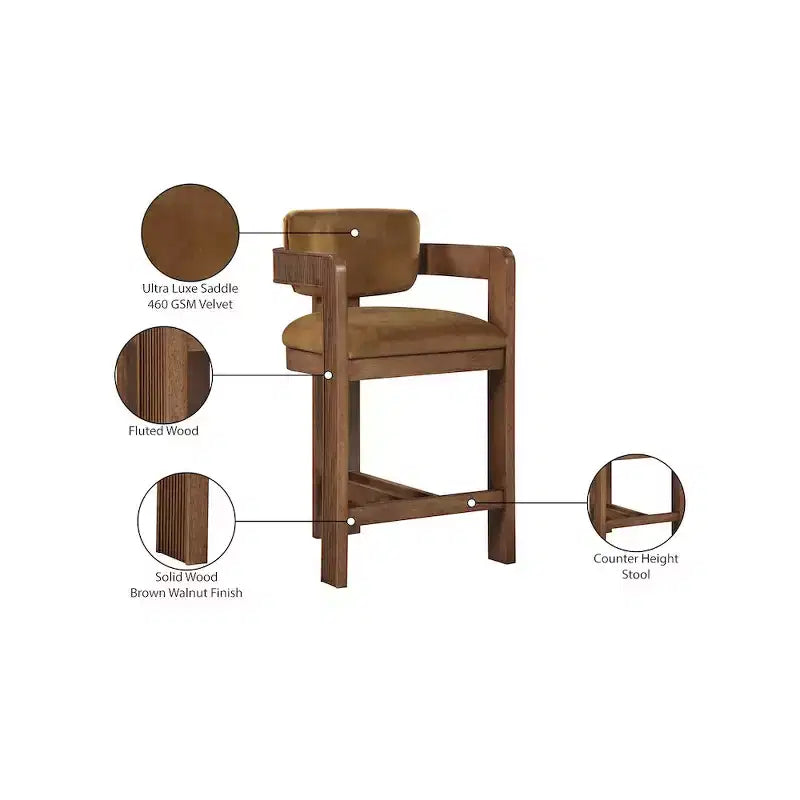 Meridian Furniture,Sacha Saddle Velvet Stool