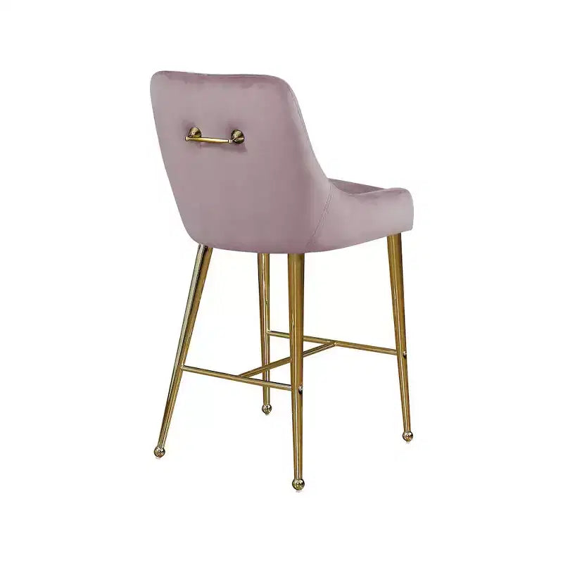 Meridian Furniture,Owen Pink Velvet Stool, Set of 2