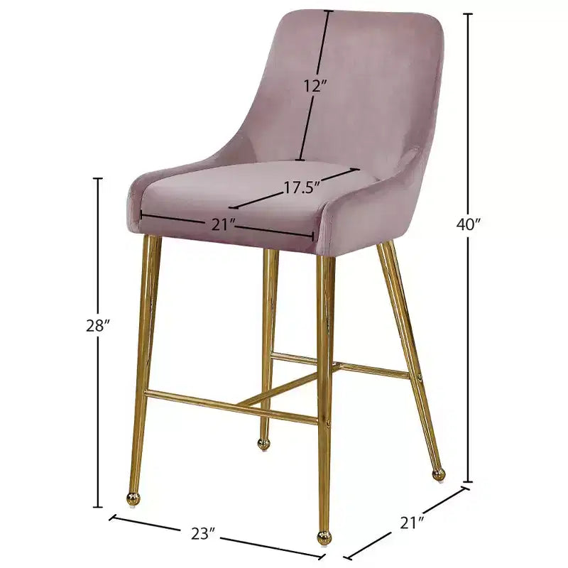 Meridian Furniture,Owen Pink Velvet Stool, Set of 2