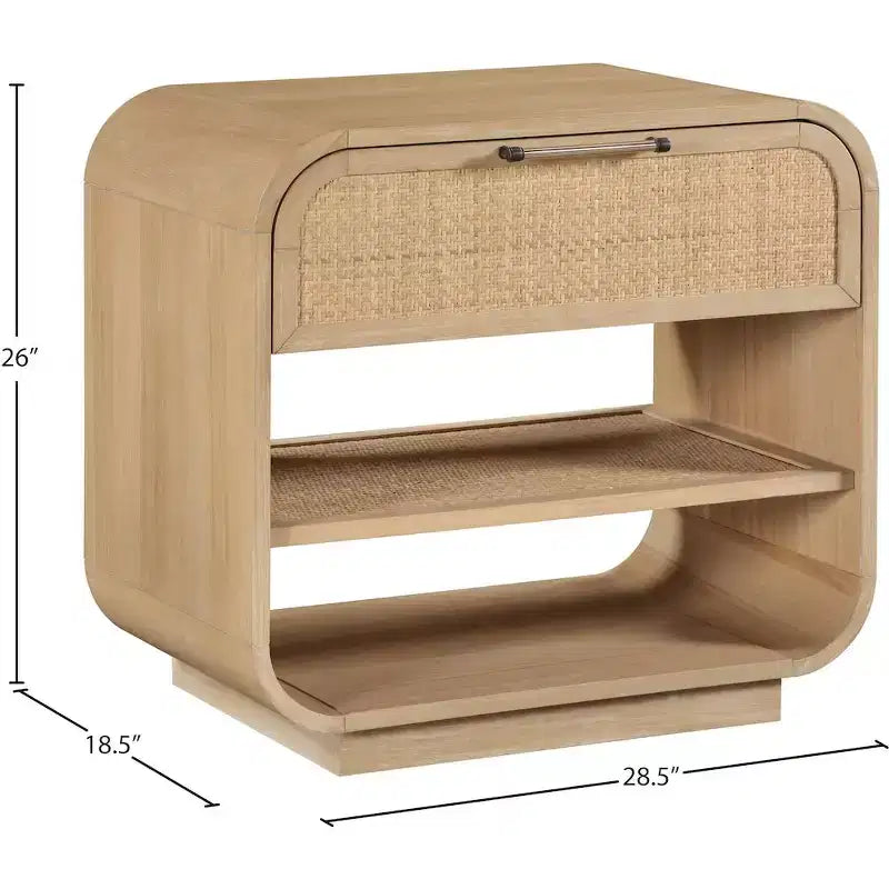 Meridian Furniture,Windsor Natural Rubberwood Nightstand
