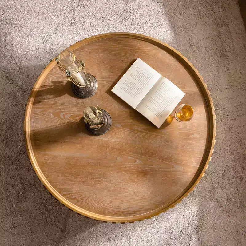 GDFStudio Griselda 36.22 Round Wood Pedestal Coffee Table