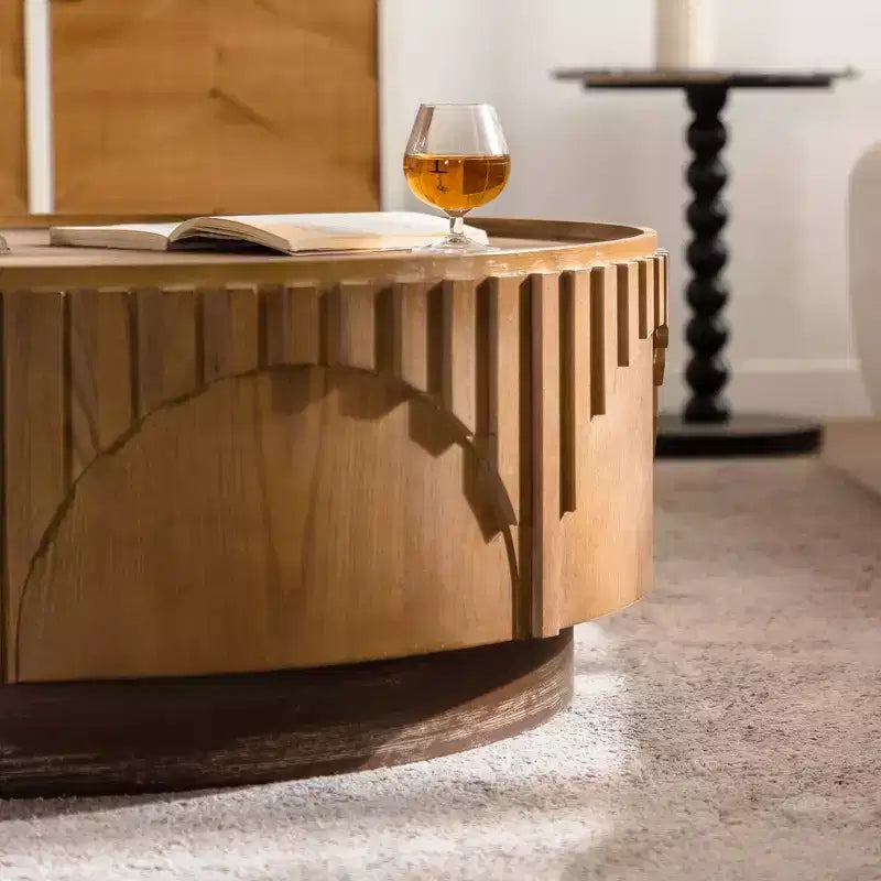 GDFStudio Griselda 36.22 Round Wood Pedestal Coffee Table