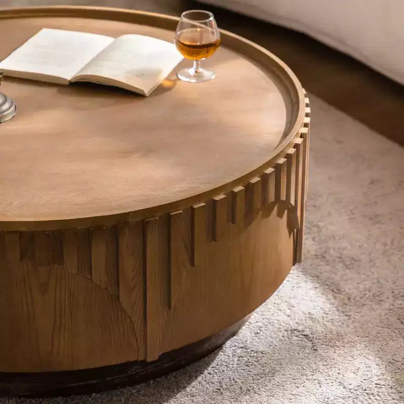 GDFStudio Griselda 36.22 Round Wood Pedestal Coffee Table