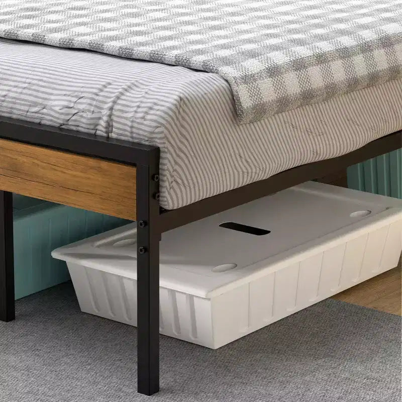 Queen Size Bed Frame, with Headboard and Footboard, Stable Platform Bed, No Noise, Brown