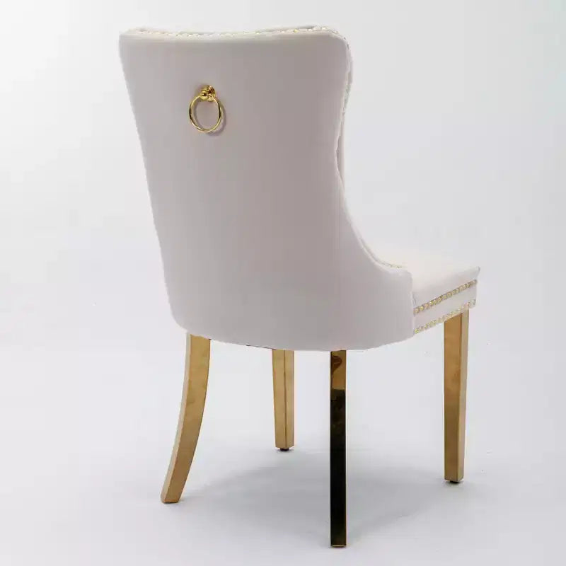 Okak Modern Comfy Dining Chairs Set of 2, Tufted Velvet Upholstery Kitchen Chairs with Chrome Stainless Metal Legs & Nailhead Trim