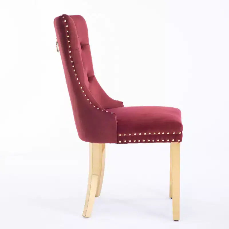 Okak Modern Comfy Dining Chairs Set of 2, Tufted Velvet Upholstery Kitchen Chairs with Chrome Stainless Metal Legs & Nailhead Trim