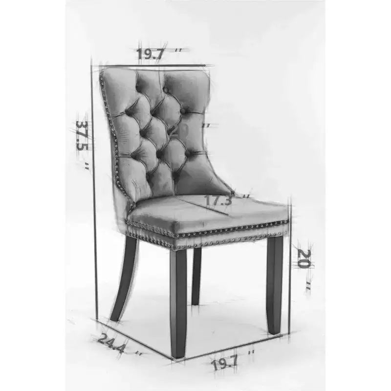 Okak Modern Comfy Dining Chairs Set of 2, Tufted Velvet Upholstery Kitchen Chairs with Chrome Stainless Metal Legs & Nailhead Trim