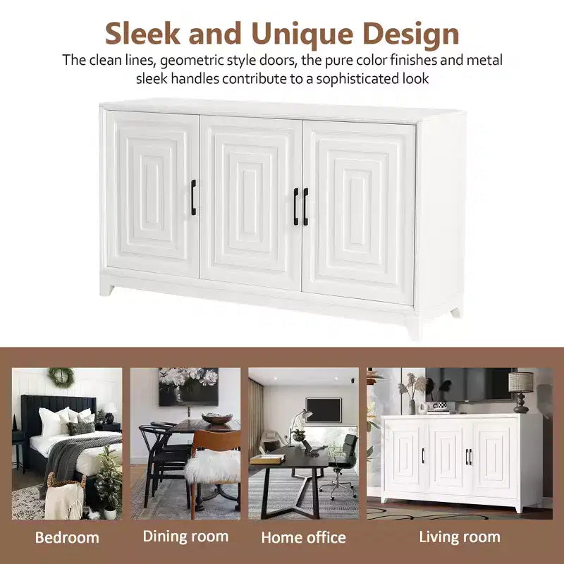 CLIHOME Modern TV Stand for TVs up to 65, Entertainment Center Media Console Cabinet with 2 Spacious Storage Space