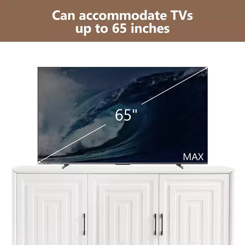 CLIHOME Modern TV Stand for TVs up to 65, Entertainment Center Media Console Cabinet with 2 Spacious Storage Space