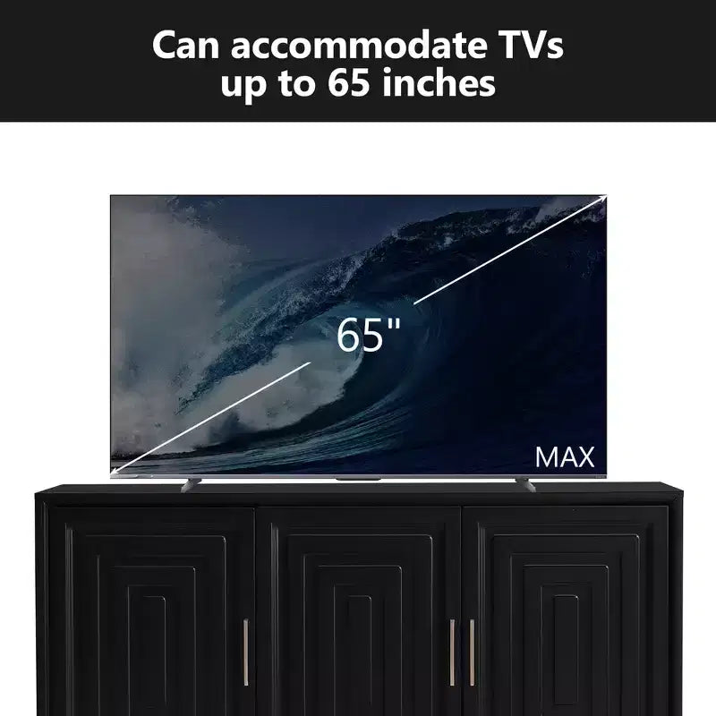 CLIHOME Modern TV Stand for TVs up to 65, Entertainment Center Media Console Cabinet with 2 Spacious Storage Space