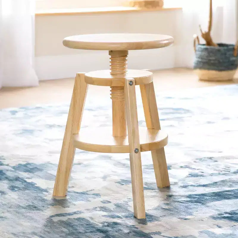 Guidecraft Adjustable Drafting Wooden Stool- Drafting Chair for Kids, 16in-18in | Toddler Swivel Stool for Kids' Art Studio, Classroom Seating