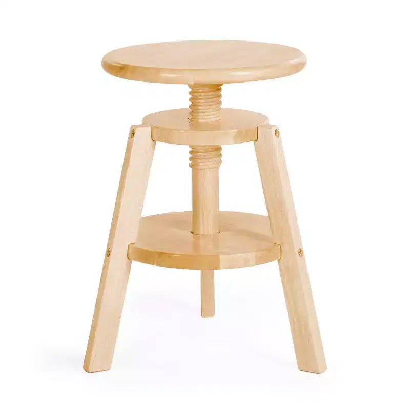 Guidecraft Adjustable Drafting Wooden Stool- Drafting Chair for Kids, 16in-18in | Toddler Swivel Stool for Kids' Art Studio, Classroom Seating