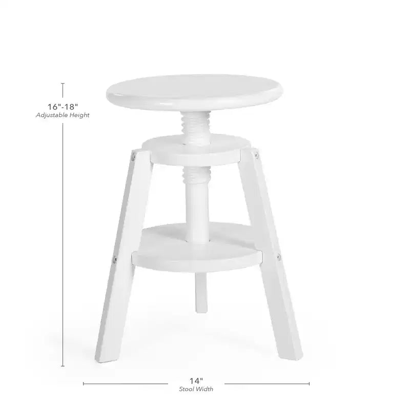 Guidecraft Adjustable Drafting Wooden Stool- Drafting Chair for Kids, 16in-18in | Toddler Swivel Stool for Kids' Art Studio, Classroom Seating