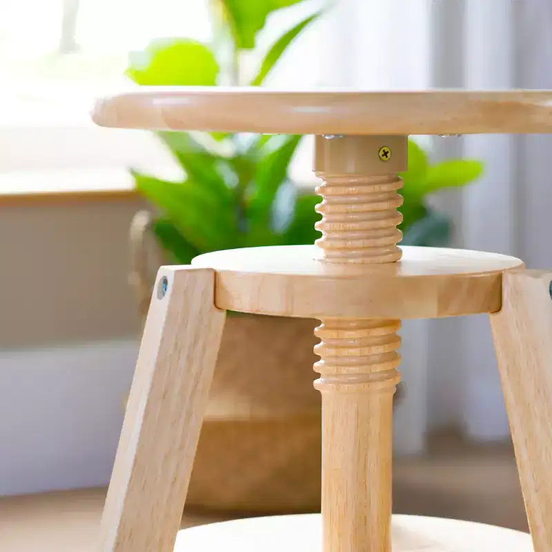 Guidecraft Adjustable Drafting Wooden Stool- Drafting Chair for Kids, 16in-18in | Toddler Swivel Stool for Kids' Art Studio, Classroom Seating