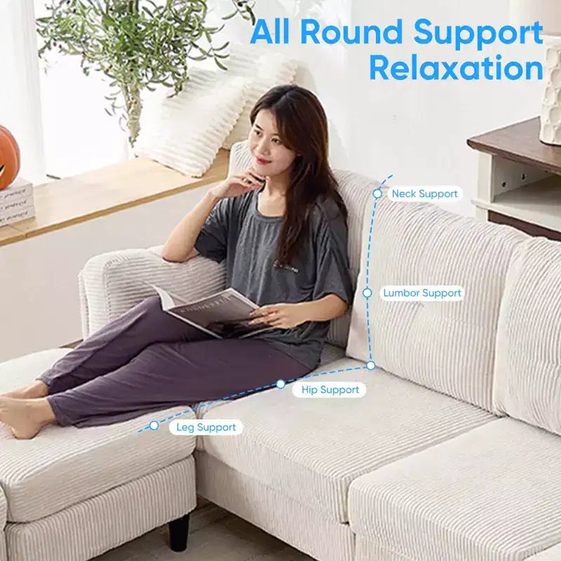 Mjkone Corduroy U-Shape Modular Convertible Sectional Sofa Couch,Upholstered 4-Seater Sofa with Movable Ottoman