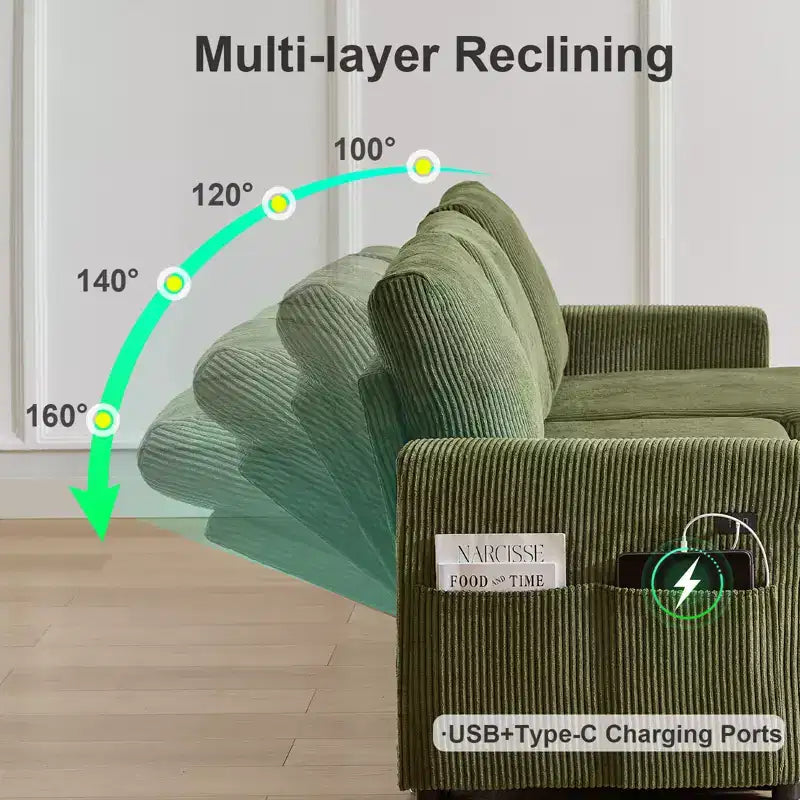 Dyonery L-Shaped Couch Sectional Sleeper Sofa with Reclining Backrest 81 Sleeper Sofa with Pull Out Bed,Reversible Storage Sofa,Tool-Free Assembly