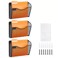 VEVOR File Wall Rack, Three-Piece 1 Pocket Mesh Wall File Holder, Wall Mounted Magazine Mail Paper & Document Storage Folder, Black