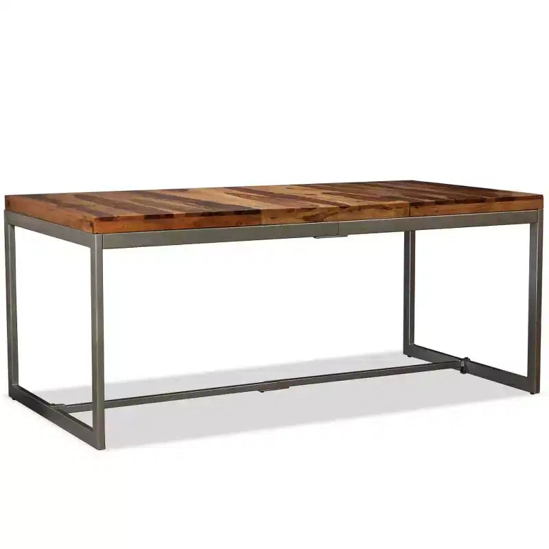 vidaXL Dining Table Brown and Black Sheesham Wood and Powder-Coated Steel