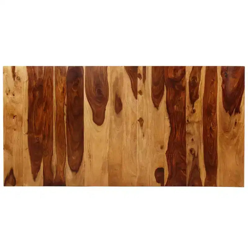 vidaXL Dining Table Brown and Black Sheesham Wood and Powder-Coated Steel